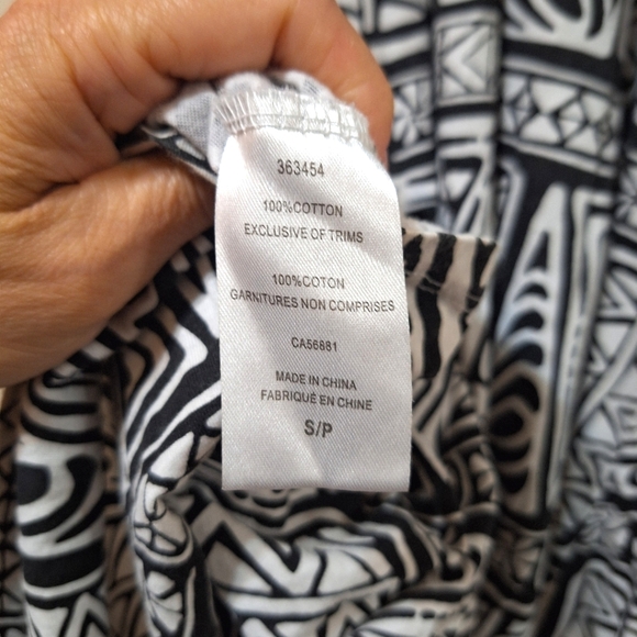 O'Neill Small Empire waist black white tribal print cotton maxi dress - Picture 6 of 7